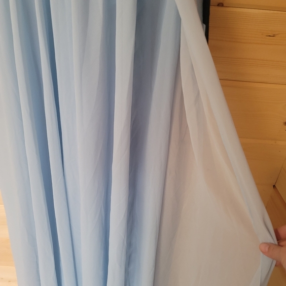 Ieena for Mac Duggal,Pleated  Chiffon Sleeveless V-Neck Gown, Powder Blue - Picture 10 of 15